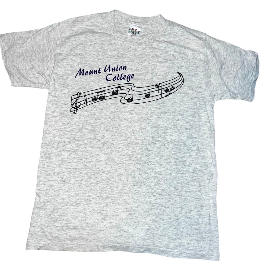 Vintage single stitch Mount Union College Gray  graphic musical T-shirt men Med